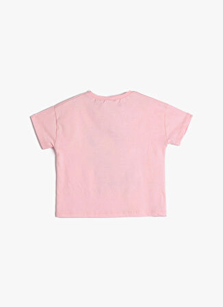 Koton Pembe Kız Bebek Bisiklet Yaka Kısa Kollu Baskılı T-Shirt 3SMG10164AK