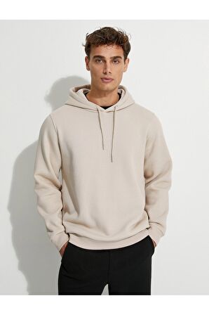Basic Kapşonlu Sweat Uzun Kollu Şardonlu