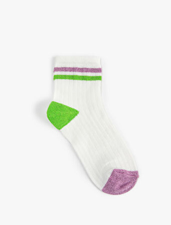 Çizgili Kısa Soket Çorap Çok Renkli