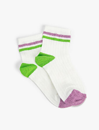 Çizgili Kısa Soket Çorap Çok Renkli