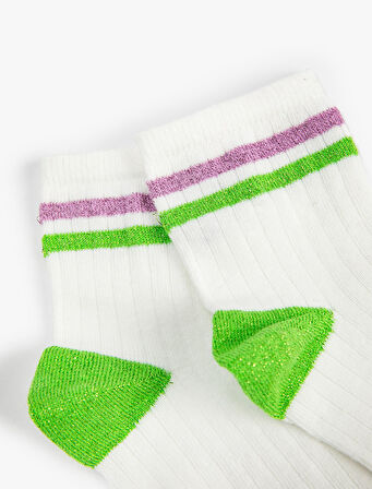 Çizgili Kısa Soket Çorap Çok Renkli