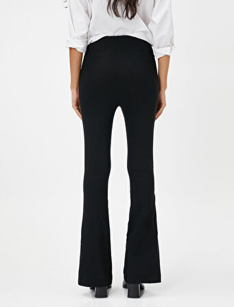 İspanyol Paça Tayt Pantolon Yırtmaçlı Yüksek Bel