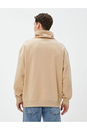 Oversize Sweatshirt Şal Yaka Kanguru Cepli Bağcıklı Şardonlu