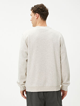 Kolej Sweatshirt Şehir Baskılı Bisiklet Yaka Uzun Kollu Şardonlu