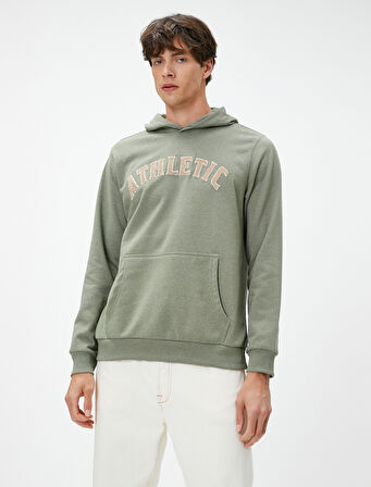Kolej Sweatshirt Kapşonlu Kanguru Cep Detaylı İşlemeli Şardonlu