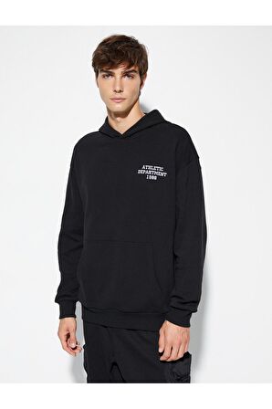 Kolej Sweatshirt Kapşonlu Baskılı Kanguru Cep Detaylı Şardonlu