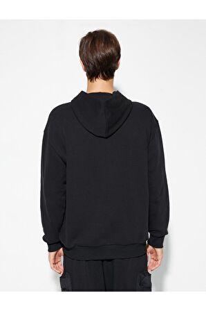 Kolej Sweatshirt Kapşonlu Baskılı Kanguru Cep Detaylı Şardonlu