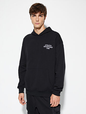 Kolej Sweatshirt Kapşonlu Baskılı Kanguru Cep Detaylı Şardonlu
