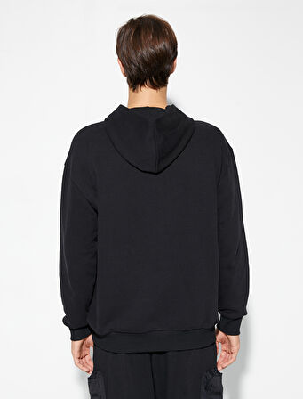 Kolej Sweatshirt Kapşonlu Baskılı Kanguru Cep Detaylı Şardonlu