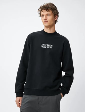 4WAM70123MK Koton Erkek  Sweat SİYAH