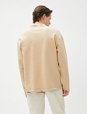 Oversize Sweat Bisiklet Yaka Uzun Kollu Şardonlu