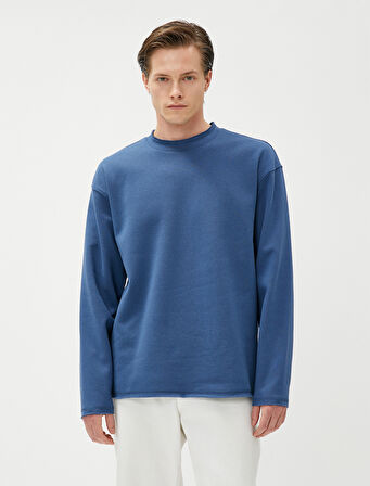 Oversize Sweat Bisiklet Yaka Uzun Kollu Şardonlu