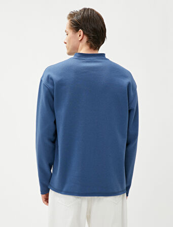 Oversize Sweat Bisiklet Yaka Uzun Kollu Şardonlu