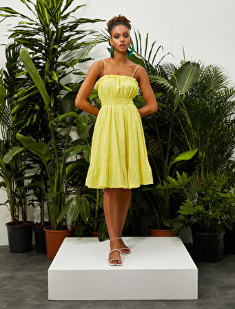 Kısa Fisto Elbise Robalı İnce Askılı