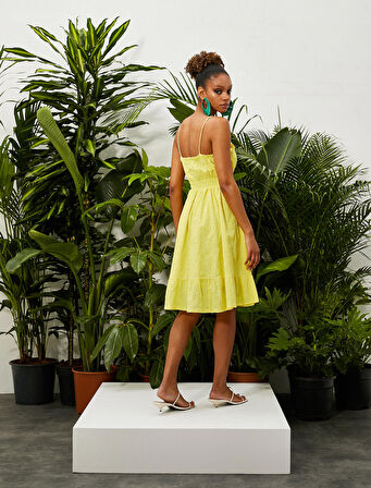 Kısa Fisto Elbise Robalı İnce Askılı