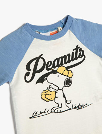 Snoopy Tişört Lisanslı Kısa Kollu Bisiklet Yaka Pamuklu