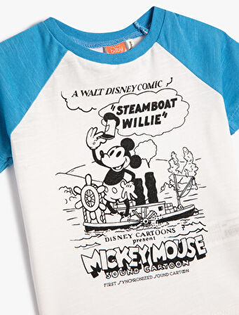 Mickey Mouse Tişört Lisanslı Kısa Kollu Bisiklet Yaka Pamuklu