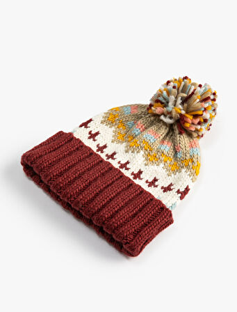 Örgü Bere Peluş Ponponlu