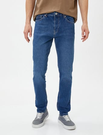 4Wam40118Nd Koton Skinny MICHAEL Erkek  Jean Pantolon ORTA İNDİGO