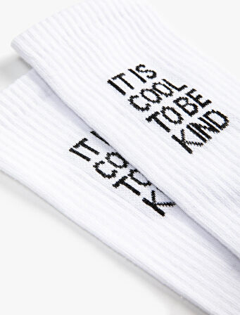 Soket Çorap Slogan İşlemeli