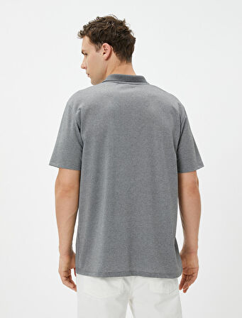 Basic Polo Yaka Tişört Düğmeli Kısa Kollu