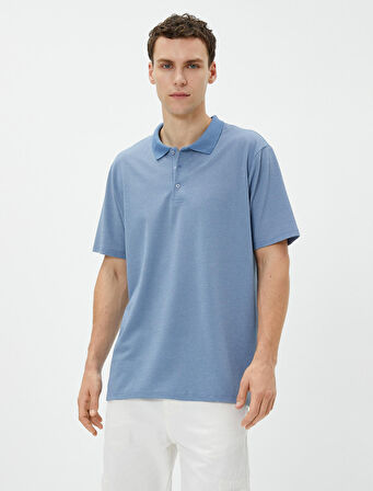 Basic Polo Yaka Tişört Düğmeli Kısa Kollu