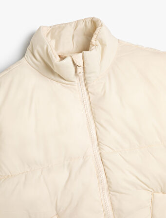 Şişme Yelek Dik Yaka Fermuarlı Cepli