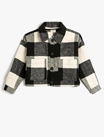 4WKG20023AW Koton Kız Çocuk mont SİYAH EKOSE