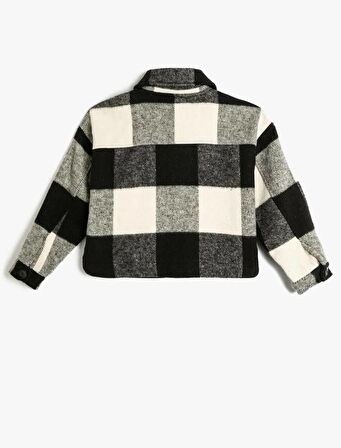 4WKG20023AW Koton Kız Çocuk mont SİYAH EKOSE