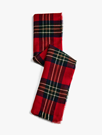 Şal Ekose Püsküllü Yumuşak Dokulu