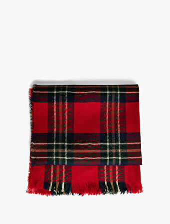 Şal Ekose Püsküllü Yumuşak Dokulu