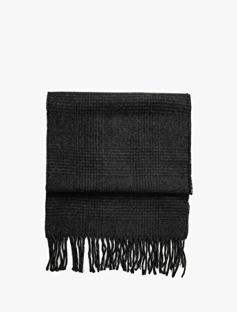 Ekoseli Atkı Püskül Detaylı Yumuşak Dokulu