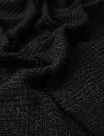 Ekoseli Atkı Püskül Detaylı Yumuşak Dokulu