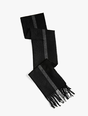 Çizgili Atkı Püskül Detaylı 