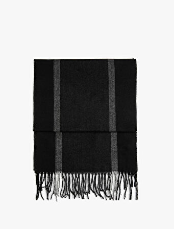 Çizgili Atkı Püskül Detaylı 