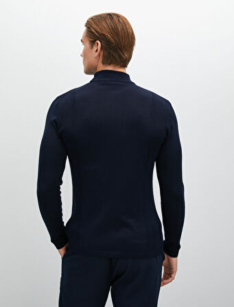 Yarım Balıkçı Yaka Kazak Dokulu Uzun Kollu