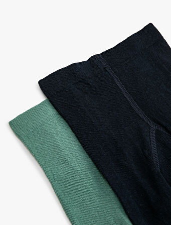 2'li Külotlu Çorap Çok Renkli Dinozor Desenli Pamuklu