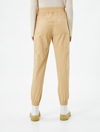 Jogger Gabardin Pantolon Zincir Detaylı Cepli Beli Lastikli