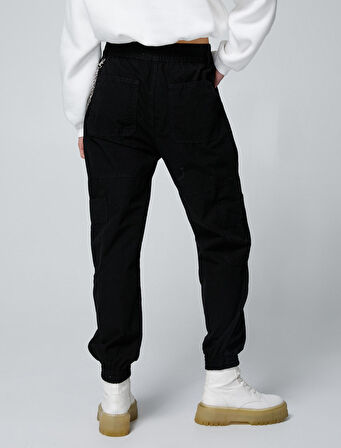 Jogger Gabardin Pantolon Zincir Detaylı Cepli Beli Lastikli