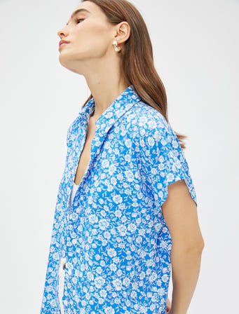 Çiçekli Gömlek Kısa Kollu Ecovero® Viscose