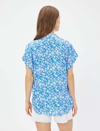 Çiçekli Gömlek Kısa Kollu Ecovero® Viscose