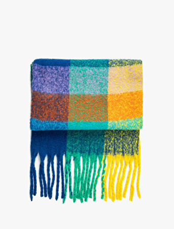 Şal Püsküllü Yumuşak Dokulu Çok Renkli