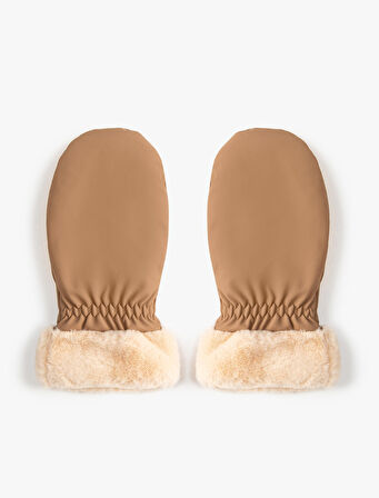 Parmaksız Eldiven Suni Kürk Detaylı İçi Peluş