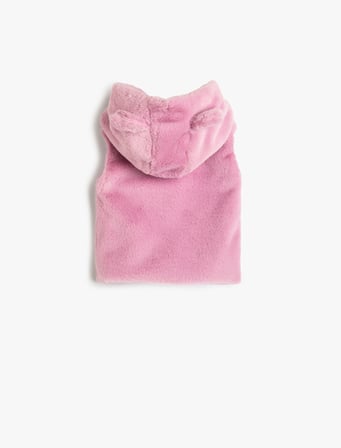 Basic Peluş Kapşonlu Yelek Kolsuz