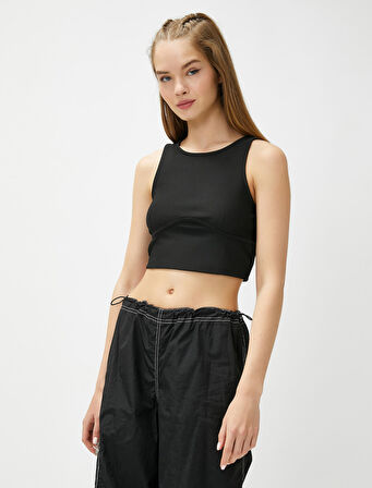 Basic Atlet Halter Yaka Nervürlü Dar Kesim