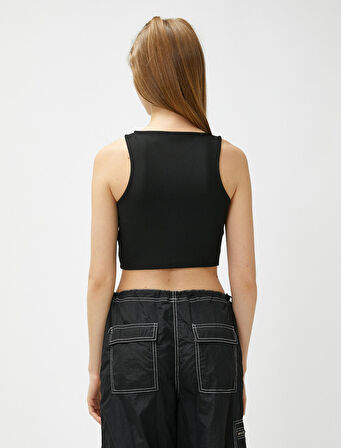 Basic Atlet Halter Yaka Nervürlü Dar Kesim