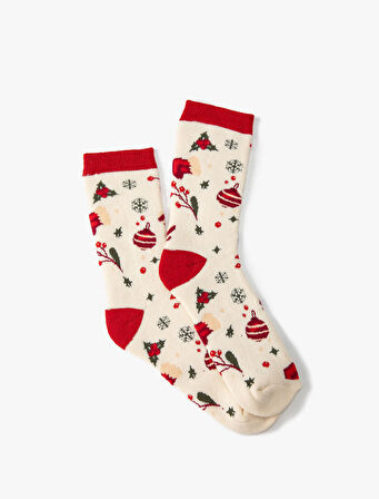 Yılbaşı Desenli Havlu Çorap