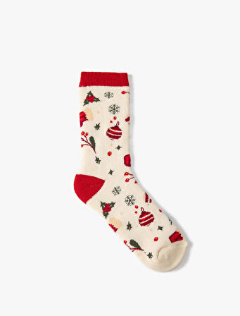 Yılbaşı Desenli Havlu Çorap