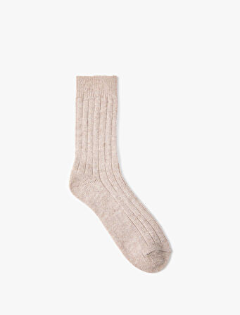 Soket Çorap Kalın Dokulu Yün Karışımlı
