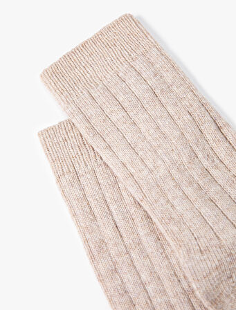 Soket Çorap Kalın Dokulu Yün Karışımlı